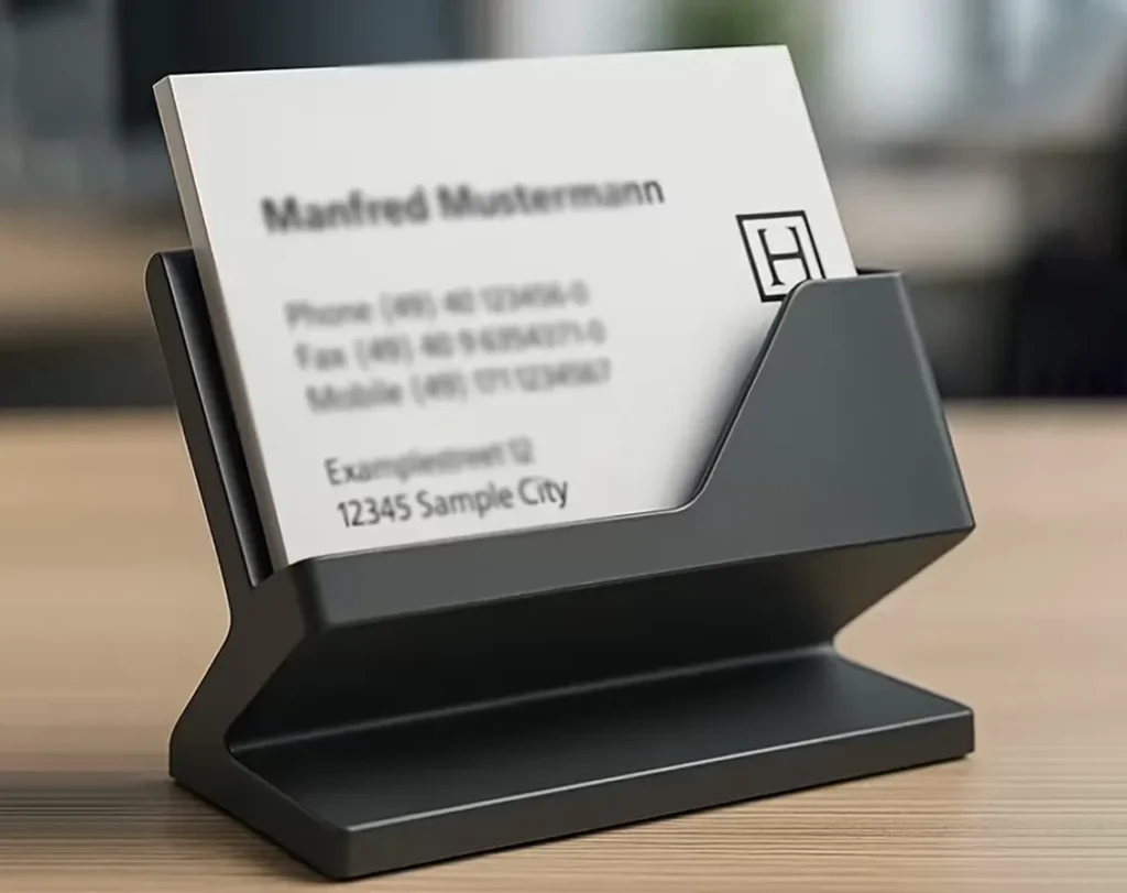 Suport de birou pentru cărți de vizită, design compact și stabil